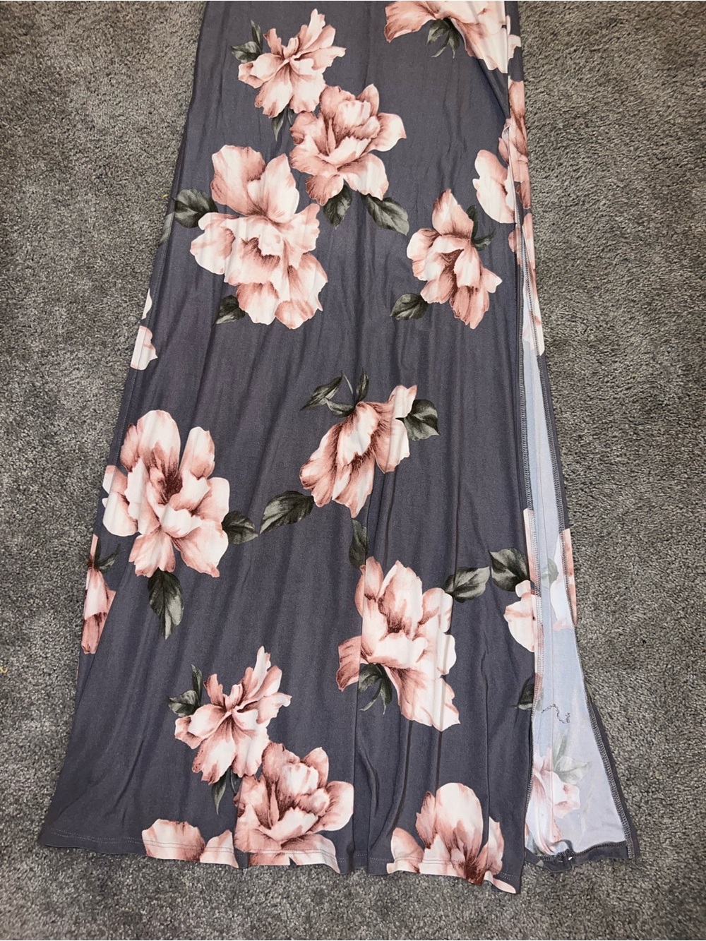 Windsor Charcoal Maxi Dress with Blush Floral Print - Picture 2 of 5